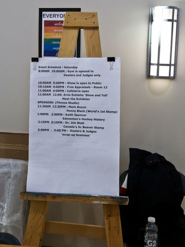 edmonton stamp club-spring stamp show 2023-friday 230324-stamp show set up-entrance, 50-50