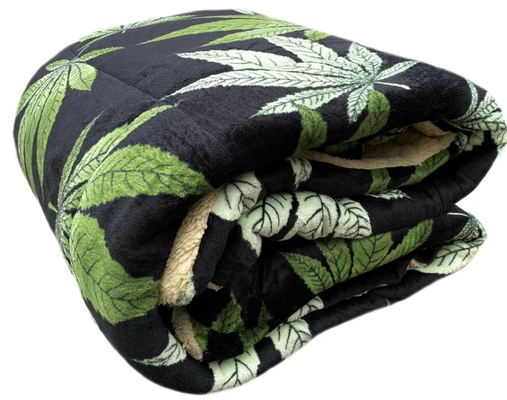 Weed Leaf Quilted Sherpa Throw