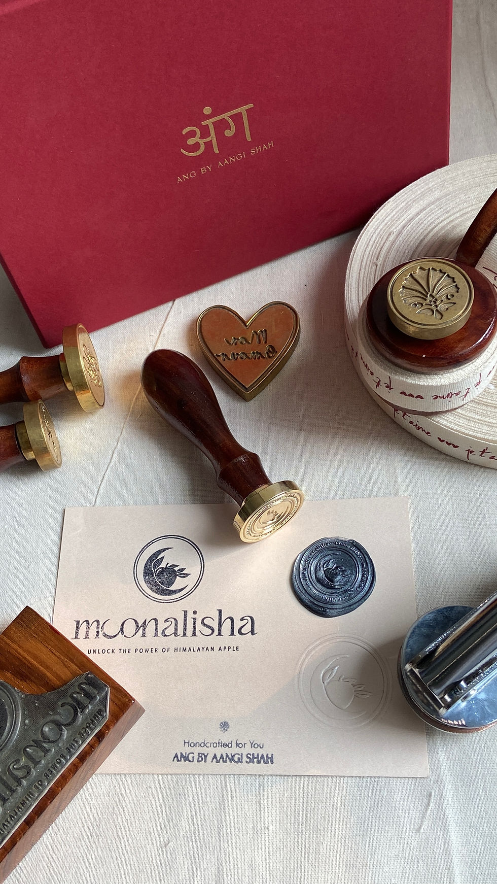 Thumbnail: Custom Brand Stamp Set - Set of 3 | Emboss Stamp, Brass Stamp, Ink Stamp