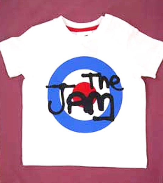 Short sleeve T-shirt. White with 'The Jam' printed on the front.
