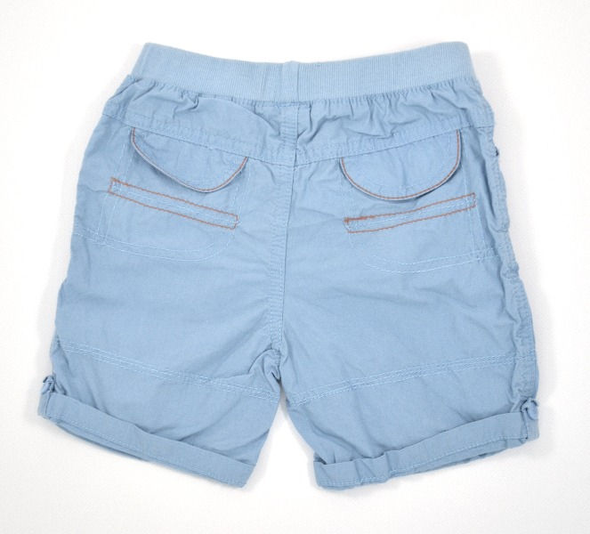 Thumbnail: 3pockets on left front,2pockets on right front.2pretend pockets on back.Over stitching in blue and orange.