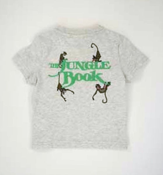 Thumbnail: Grey T-shirt with Jungle Book imagery on back and 2 stud fastening on shoulder.