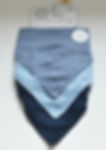 3 pack dribble bibs. Woven design. Blues and grey.