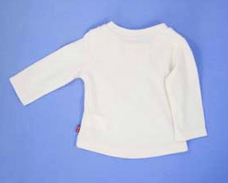 Thumbnail: Cream T-shirt with round neck, 2 button fastening on the shoulder.