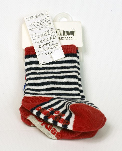 Thumbnail: Socks in black and white stripes. Non slip soles.