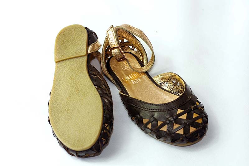 Thumbnail: Brown leather upper . Gold buckle.