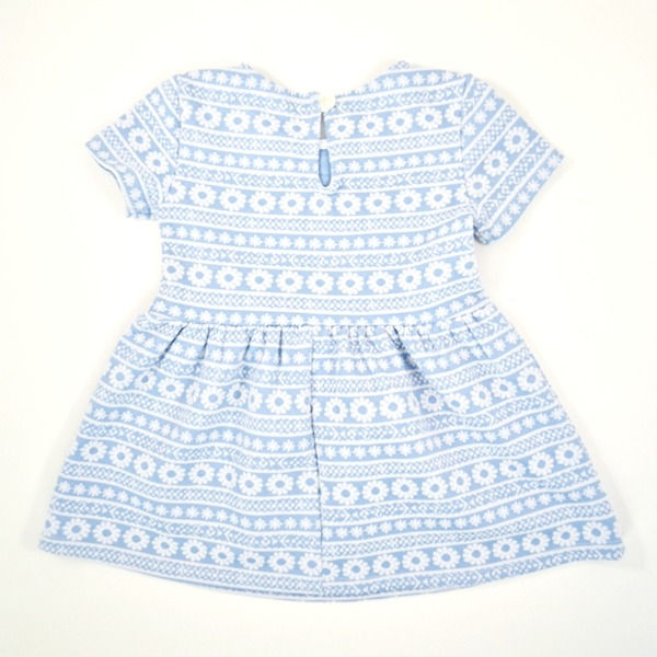 Thumbnail: Dress has round neck with keyhole shape and one button at back.