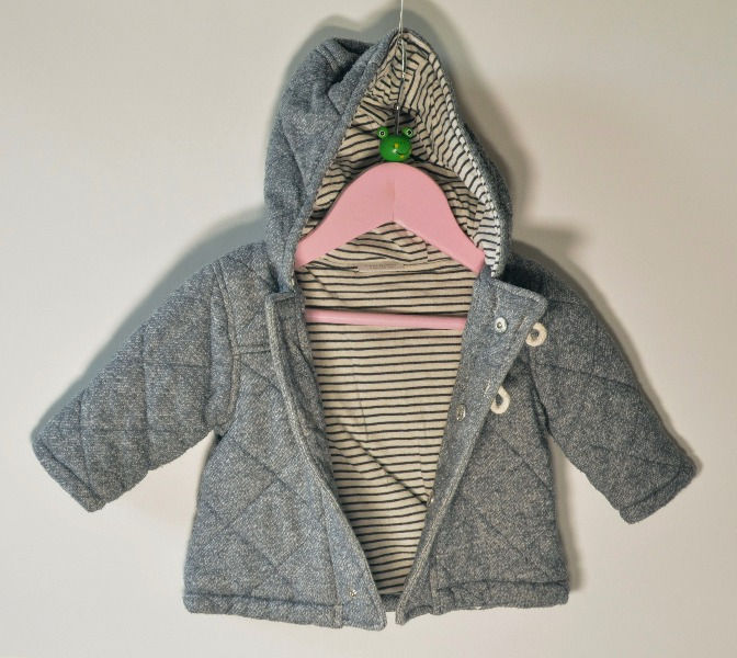 Thumbnail: 4stud fastenings on front with2 toggles and loops over the top near neck edge.Fully lined.