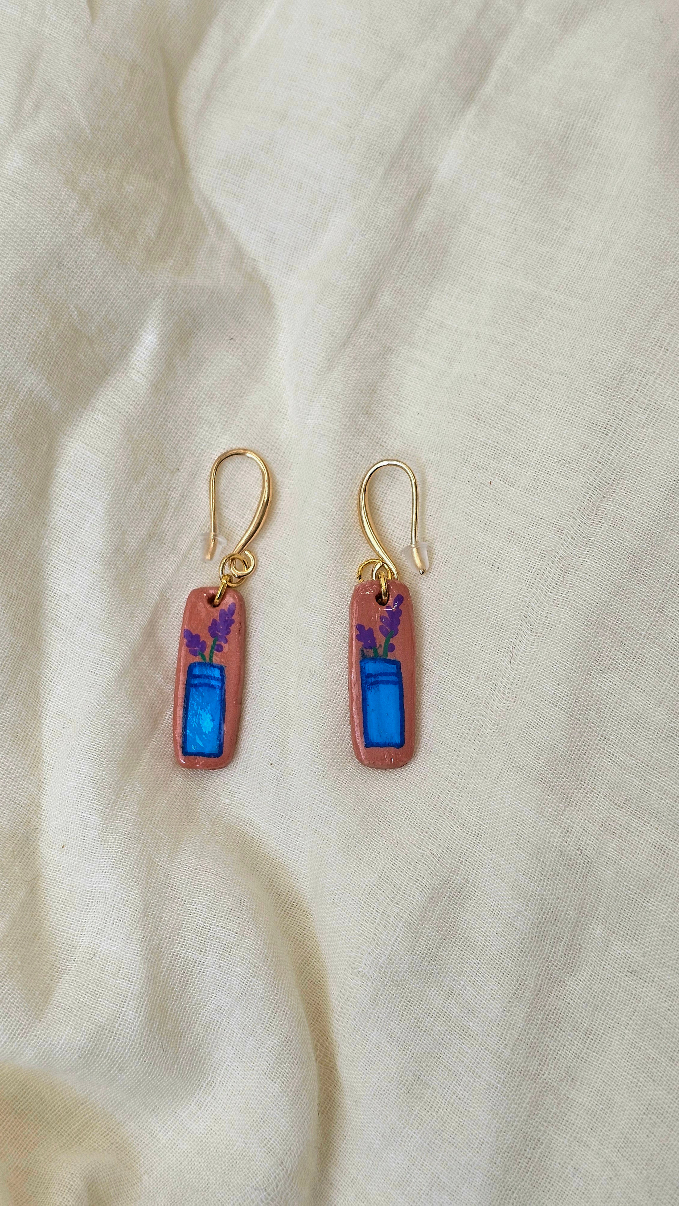 Lavender in Vase Earrings