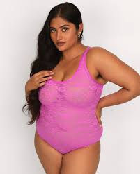 Thumbnail: Curvy No Show Lace/Mesh Bodysuit