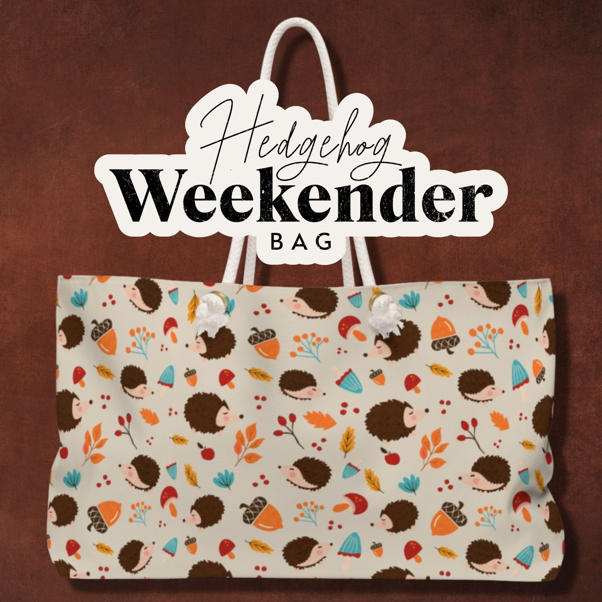 Fall Hedgehog Oversized Weekender Bag