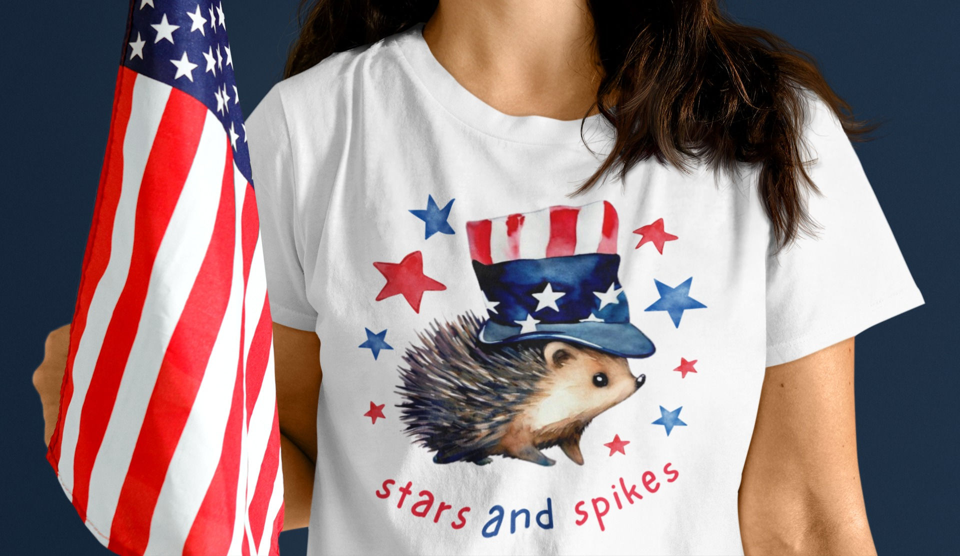 Stars and Spikes Patriotic Hedgehog T-Shirt