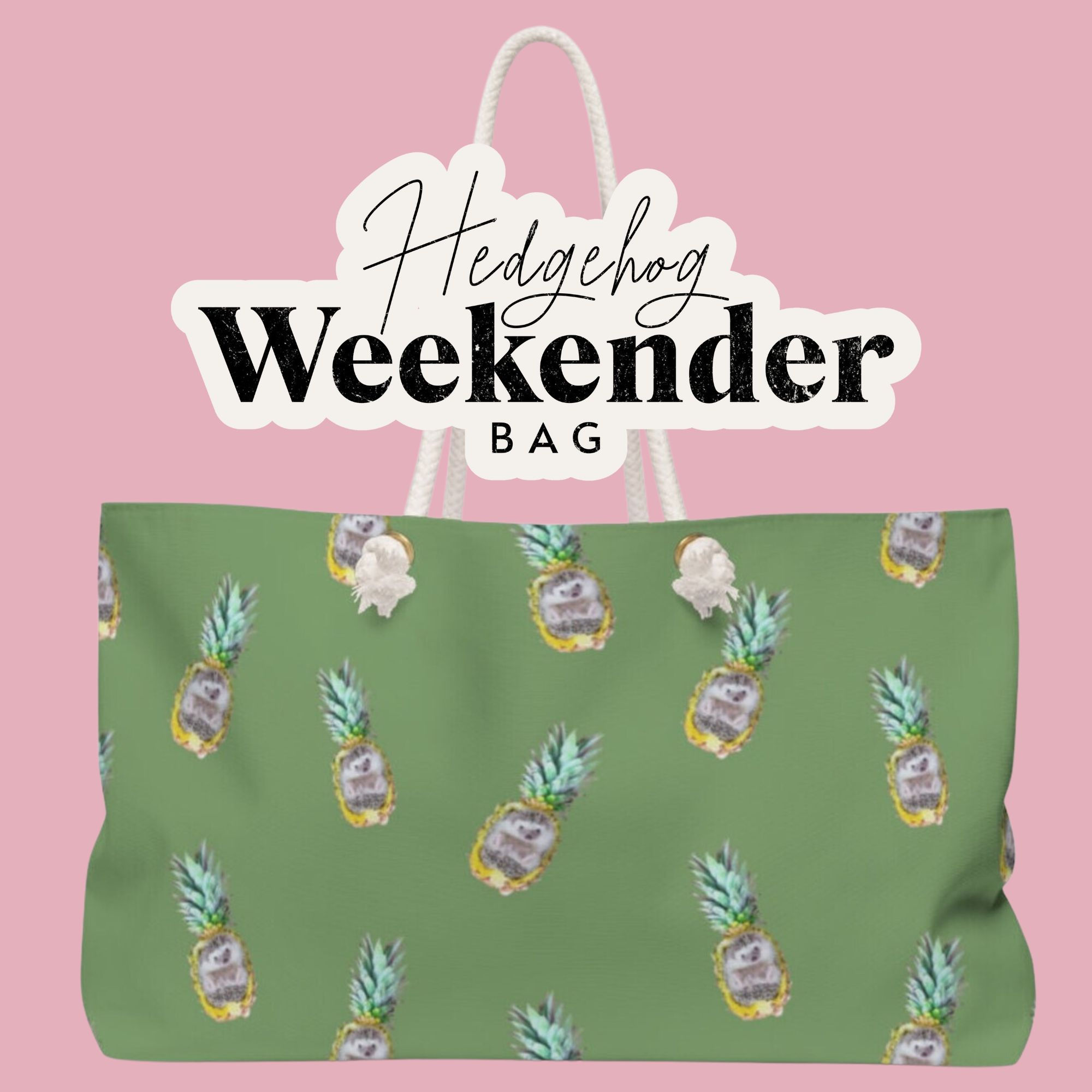 Hedgehog Beach Bag | Retro Green Beach Tote | Tropical Vacation Purse Handbag