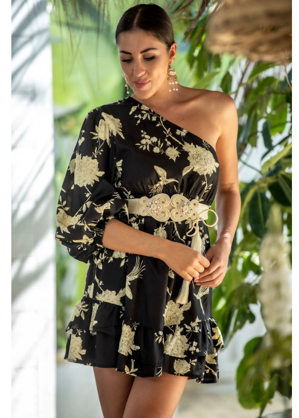 Miniatura: Vestido Ibiza negro/ beige. Último  talla   L