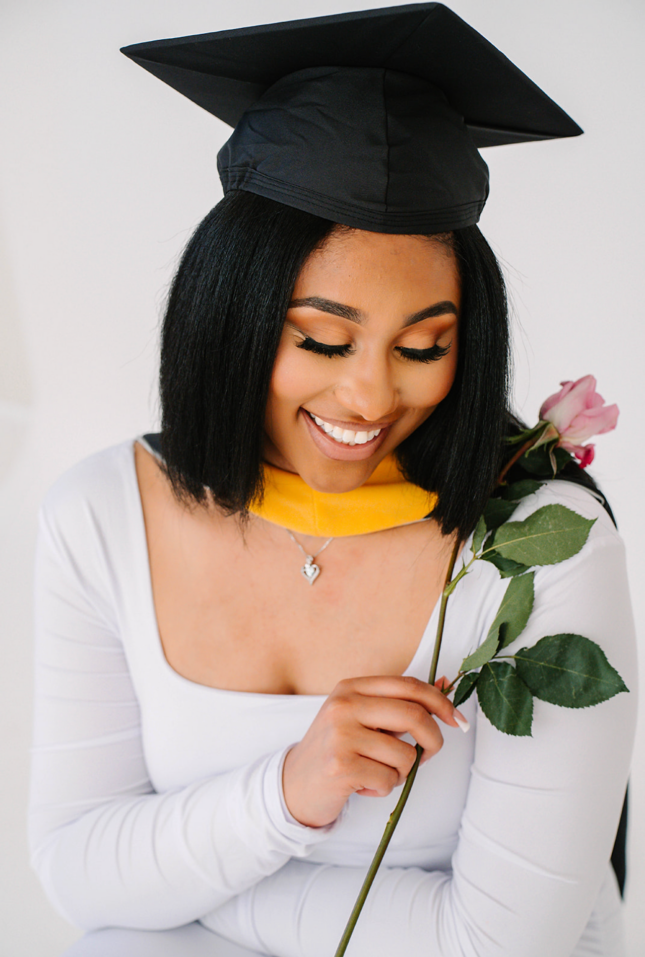 A college graduation portrait shot at Amita Studio in Gahanna, Ohio