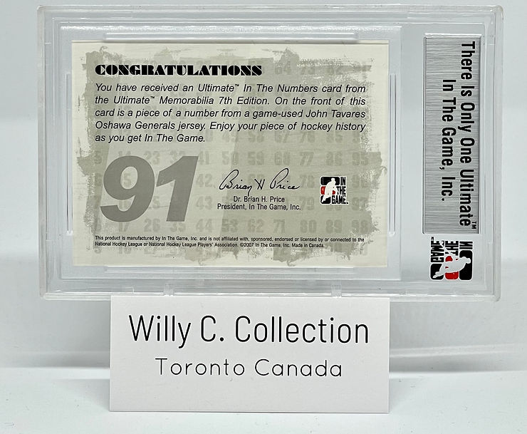2006-07 ITG Ultimate In The Numbers John Tavares numbered 08/09