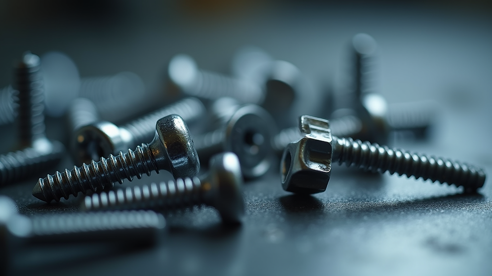 Close-up view of high-quality industrial screws