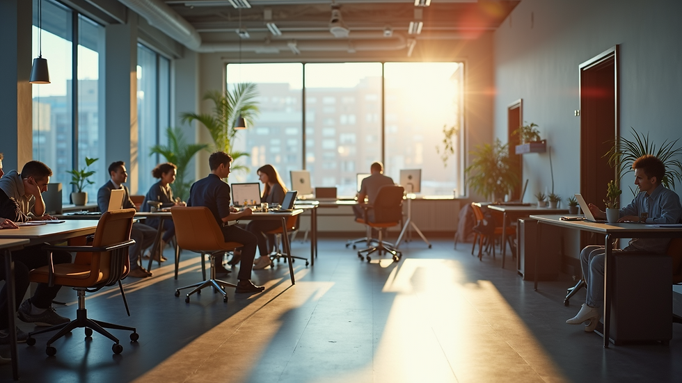 Wide angle view of a modern workspace