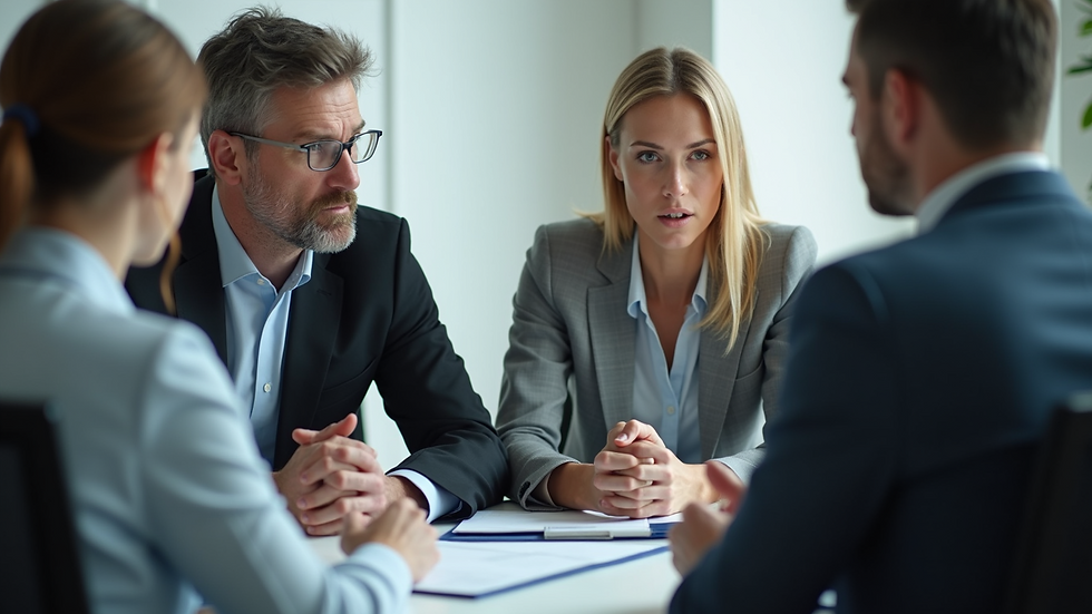 Eye-level view of a team discussing strategies