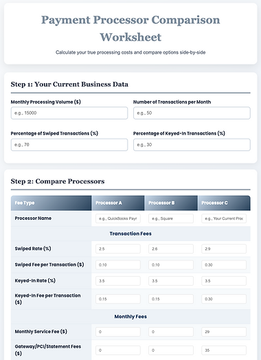 Payment Processor Worksheet Preview
