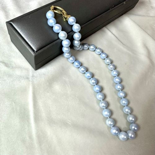 Miniatura: B001   10mm+  AAAQuality  Beautiful Snow Blue Clour Pearl Necklace