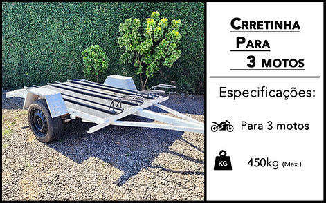 Carretinha para 3 motos chinelo