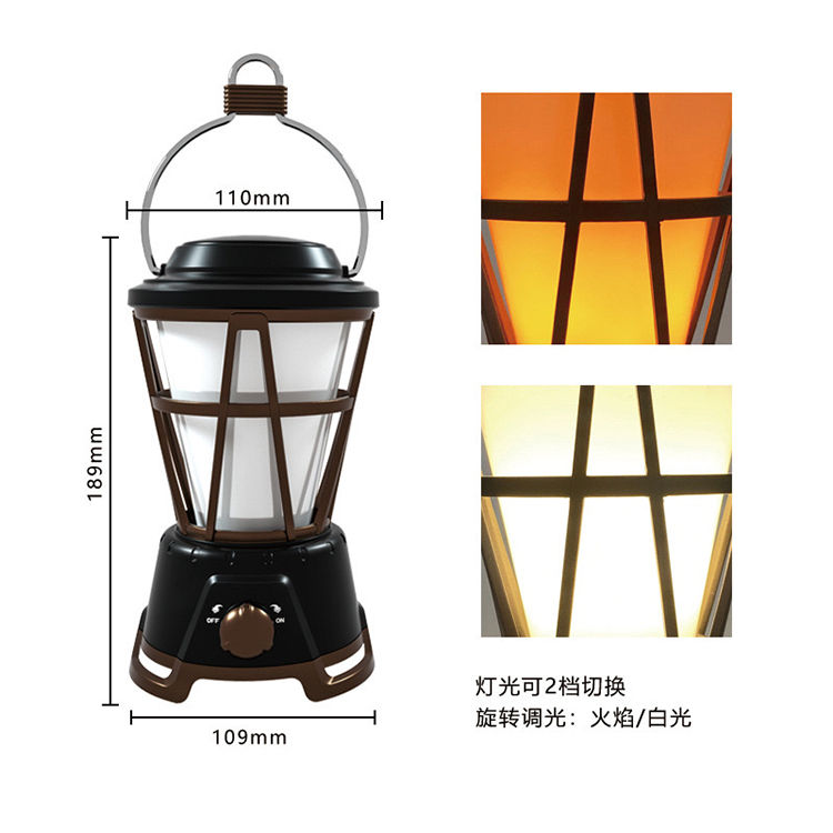 縮圖：（全台瘋）戶外野營帳篷燈 復古LED太陽能充電式電池多功能露營帳篷燈 火焰氛圍馬燈 野營車露攜帶方便充電太陽能電池燈