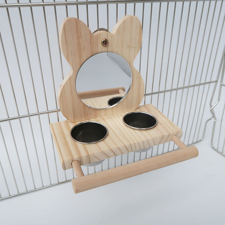 縮圖：（全台瘋）鸚鵡用品 鳥玩具 食杯鏡子組合 鳥鏡子 鸚鵡不銹鋼食盆食杯水杯 台灣現貨