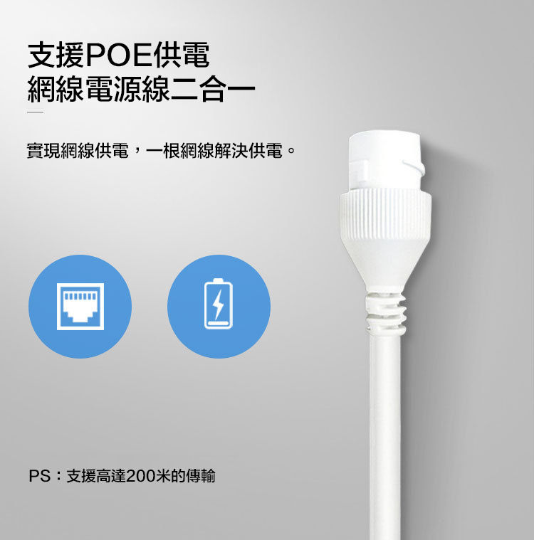 縮圖：（全台瘋）EM-616K5F-E 有線POE供電攝像頭全彩夜視500萬高清攝像機收音監聽