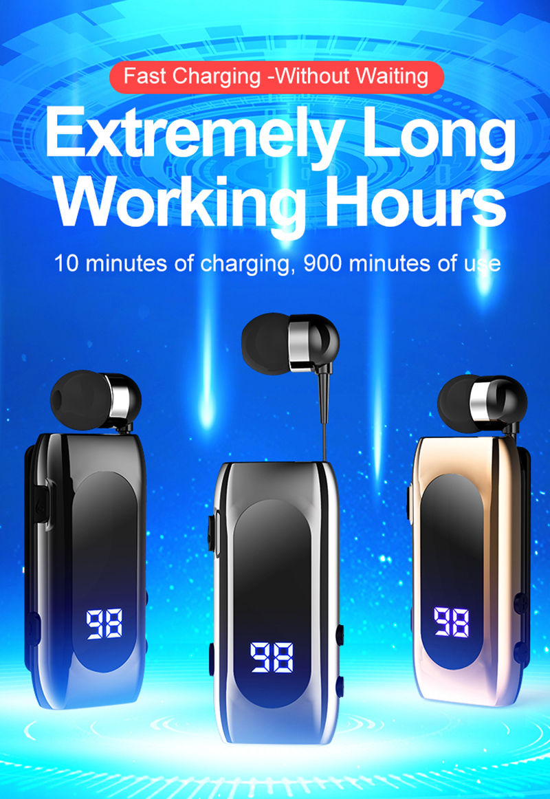 Thumbnail: K55 Lavalier Business Bluetooth 5.2 Headphone Talk/Music Time 20 Hours,LED Digit