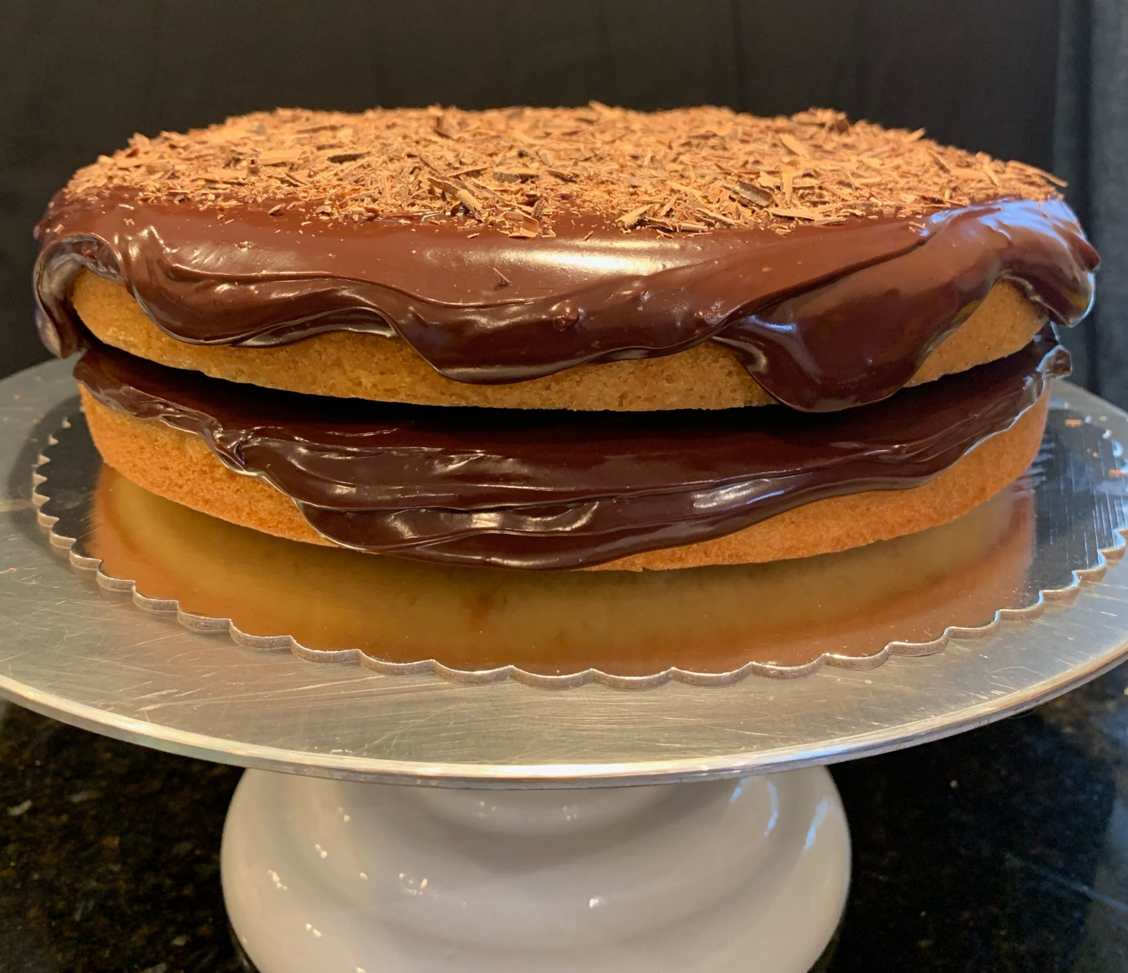 Small 2-Layer Brown Butter Vanilla Cake with Dark Choc. Ganache