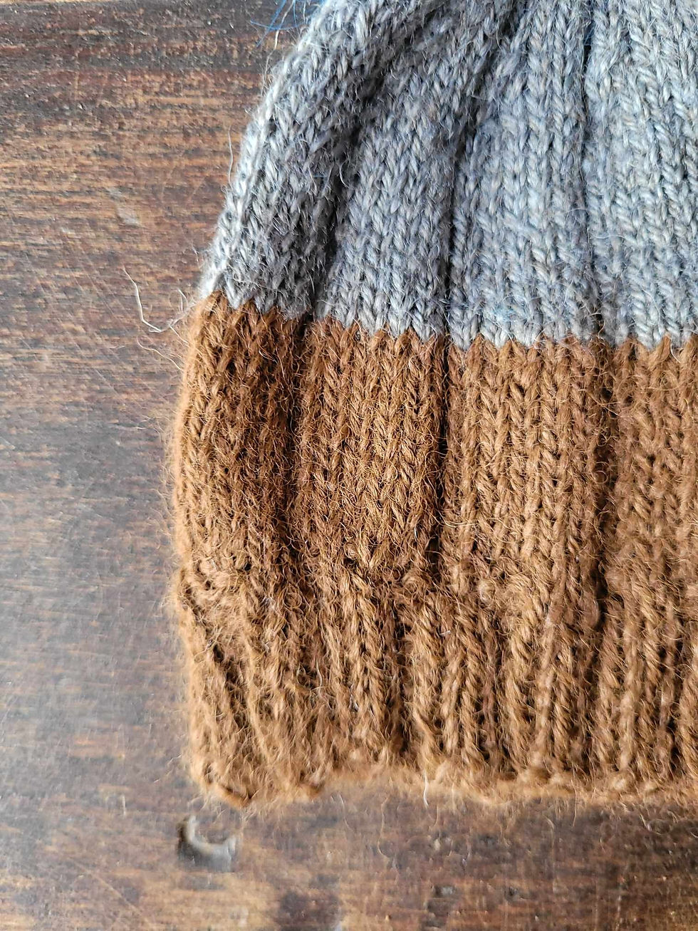 Alpaca Beanie, grey and brown, 0-6yr