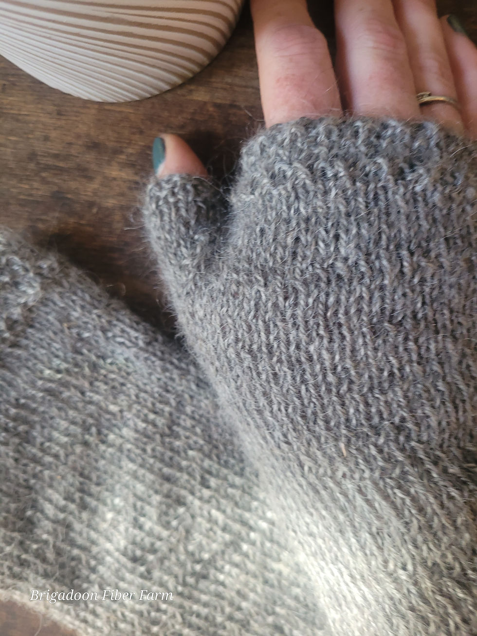 Thumbnail: Fingerless mittens, alpaca/mohair