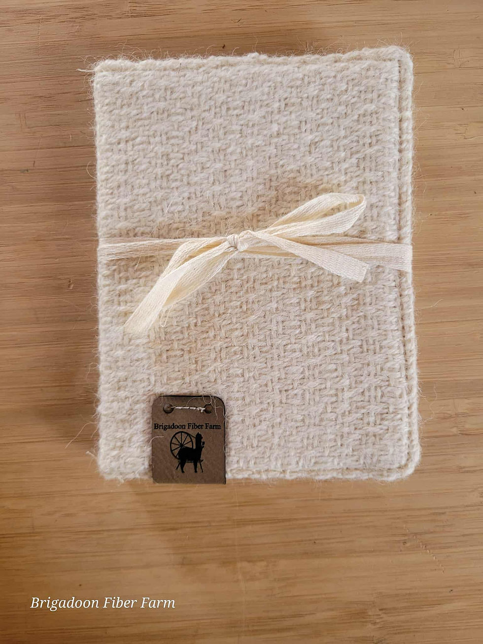 Thumbnail: Notebook, handwoven reuseable cover and 2 notebooks, white alpaca