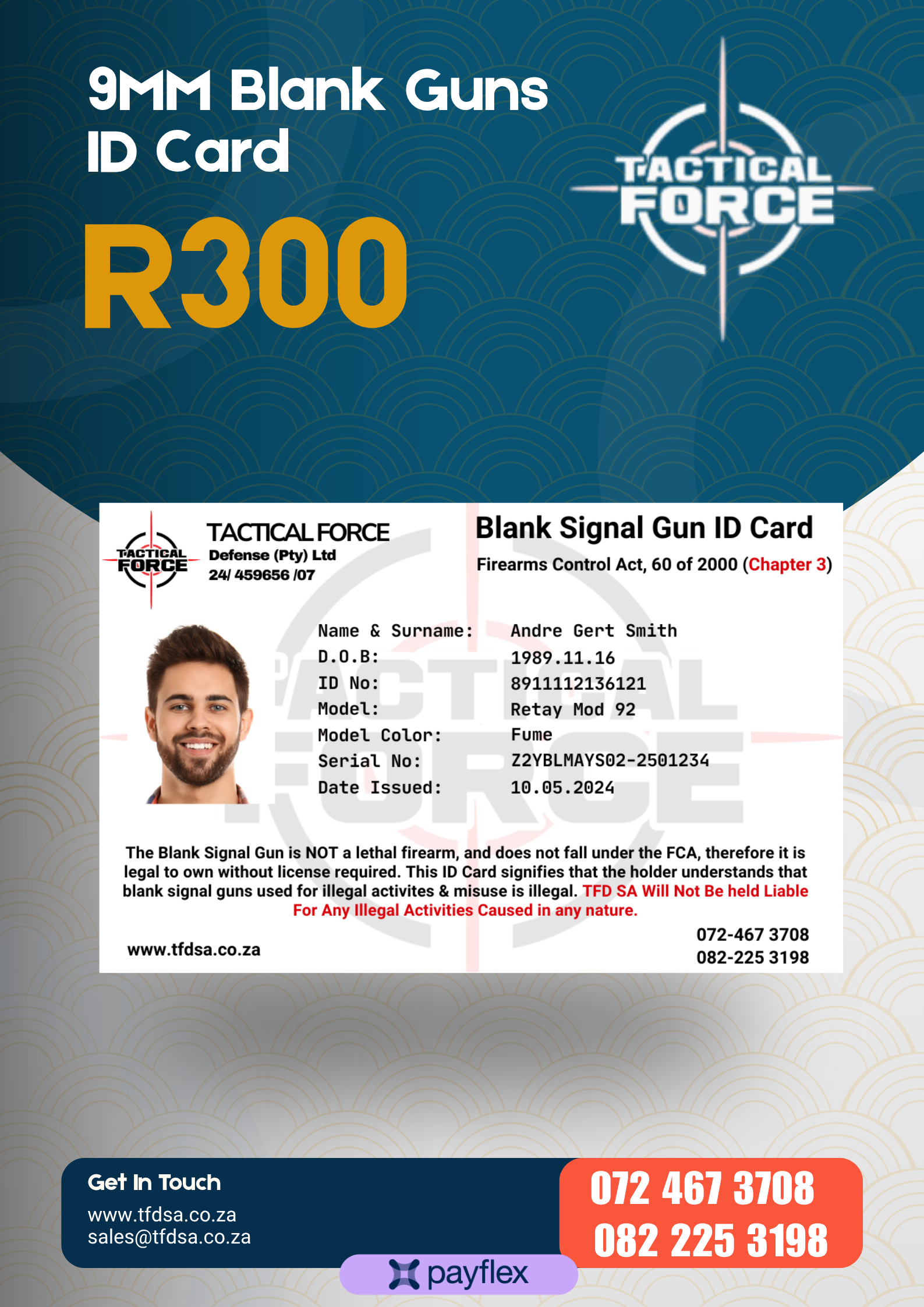 Certificate Card For 9mm Blank Guns