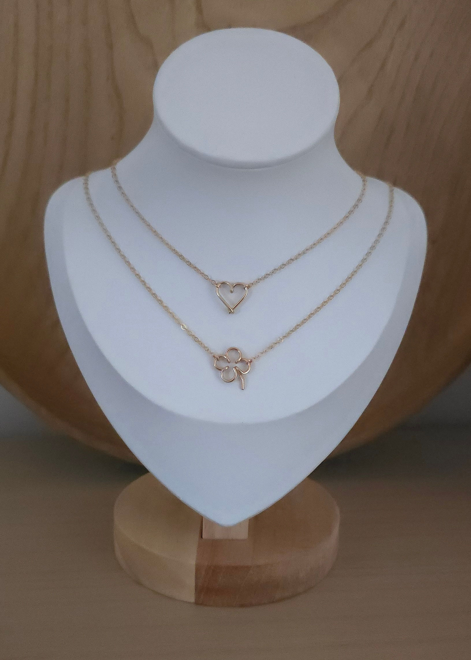 Collier Petit Coeur/Trèfle - Prêt à expédier