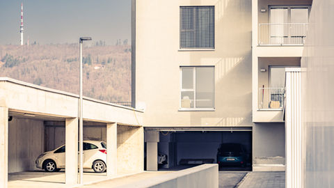 Merz Objektbau Architektur Projektentwicklung LIAS Quartier Aalen Wohnen Einzelhandel Mixed Used Innenhof Gebäudedetails Fotografie