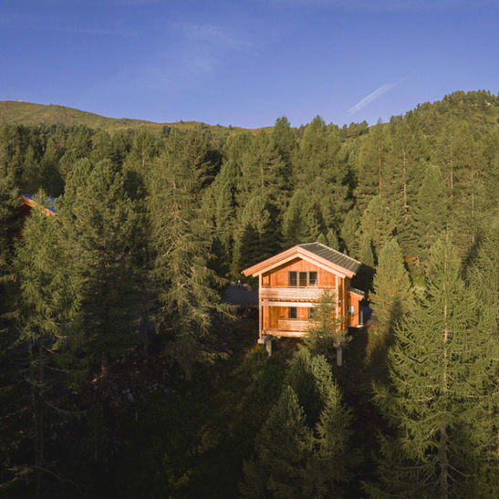 Luftaufnahme von Chalet im Wald bei der Turracher Höhe