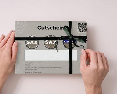 MockUp eines Gutscheins für den Biergarten SAX