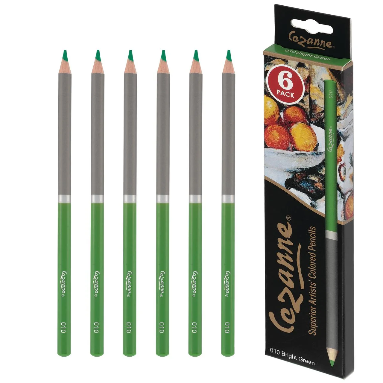 Creative Mark Premium Colored Pencils Bright Green 6 Pack - Highly-Pigmented Dr