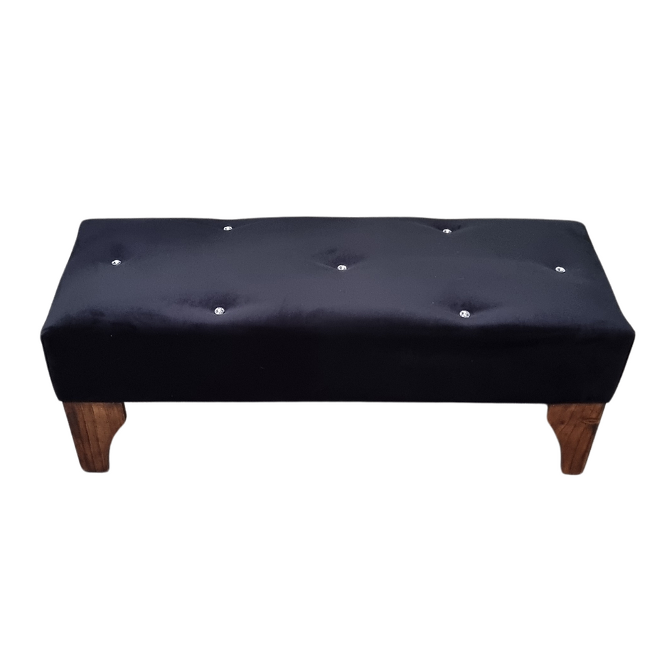 Miniatura: Banqueta Larga Negro Felpa Diamante 100x40x40 Rimar.