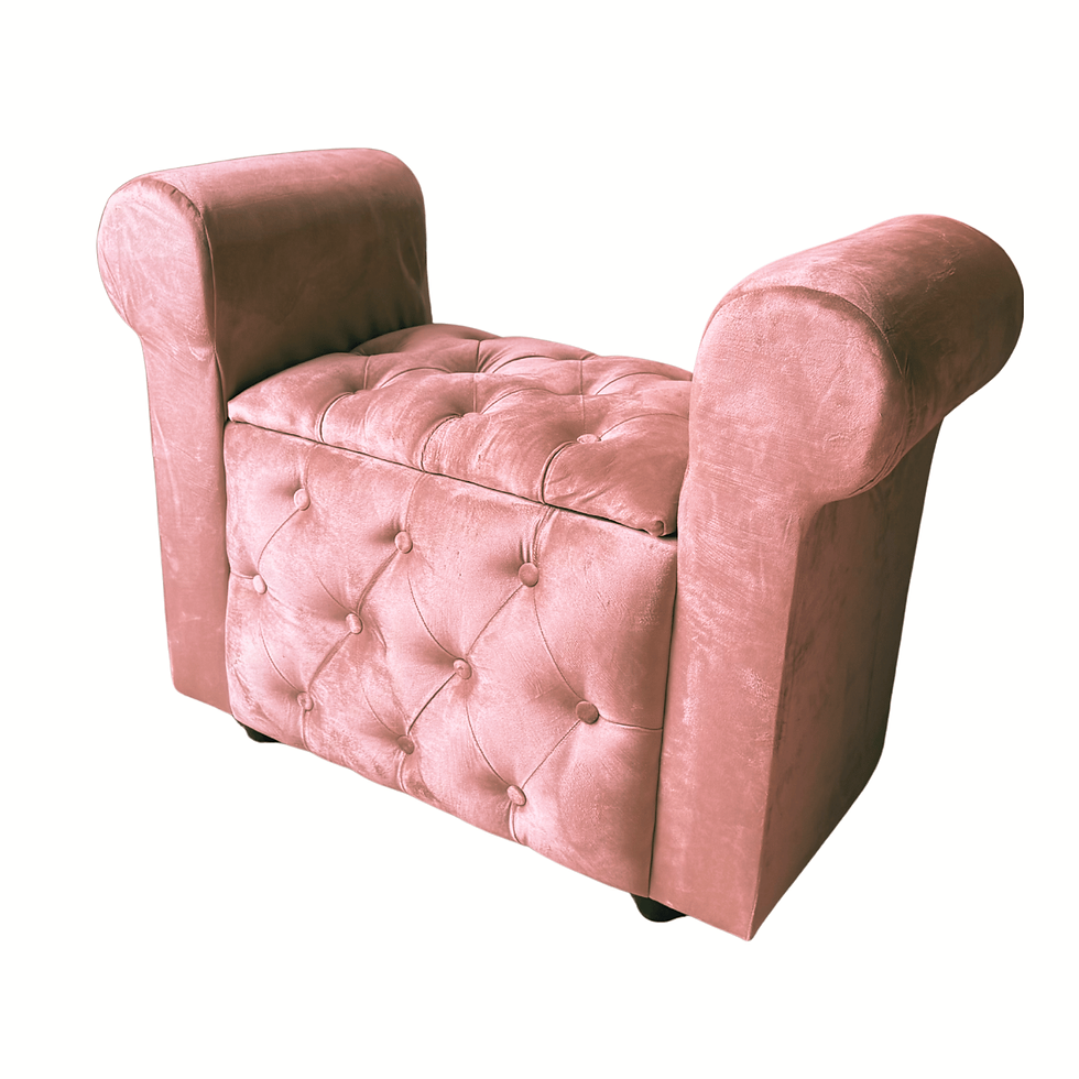 Miniatura: Baul Capitoné con Brazo Botón Palo Rosa Felpa 100x40x50x40 Rimar
