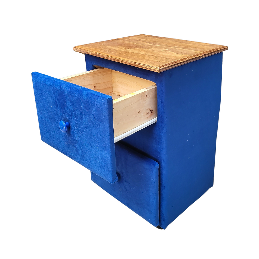 Miniatura: Velador Doble Cajón Azul Rey  Felpa 65x40x48 Rimar.