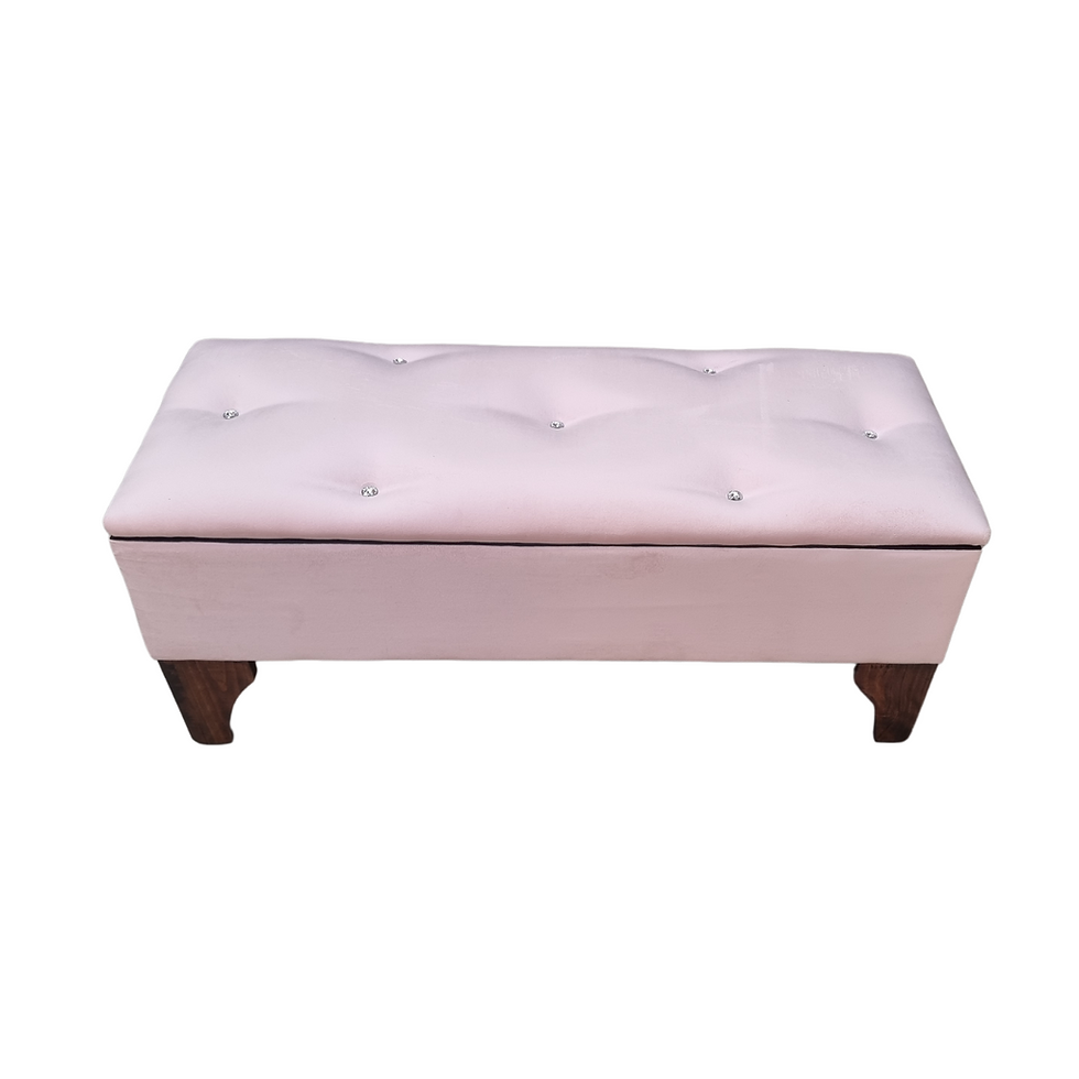Miniatura: Banqueta Baúl Rosa Pastel Diamante 105x45x40x20 Rimar