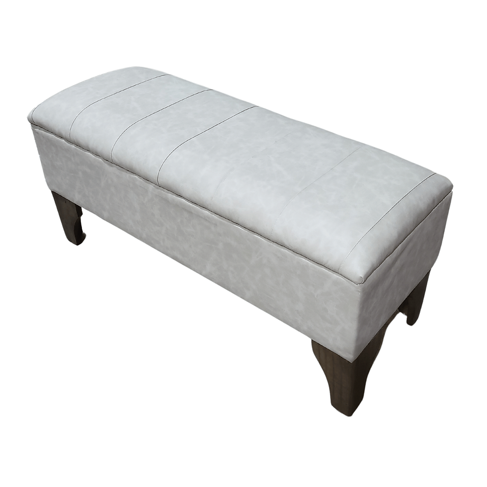 Miniatura: Banqueta Baúl Beige Jaspiado Eco Cuero 105x45x40x20 Rimar.