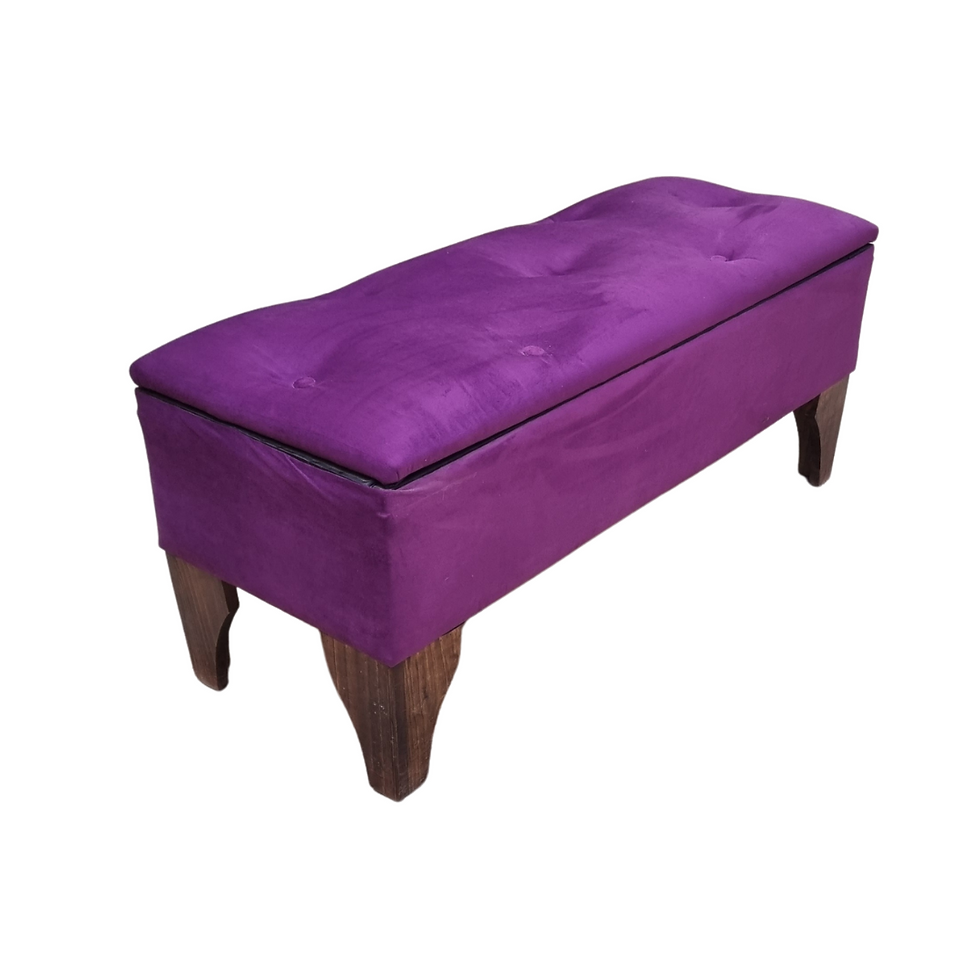 Miniatura: Banqueta Baúl Morado Felpa 105x45x40x20 Rimar