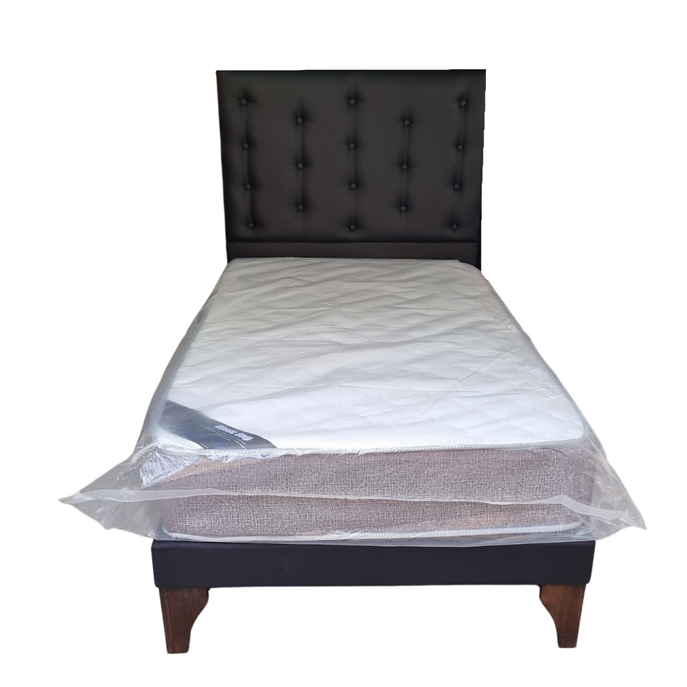 Miniatura: Cama plaza y media  Respaldo a Piso Colchon MARVER Negro Cuero