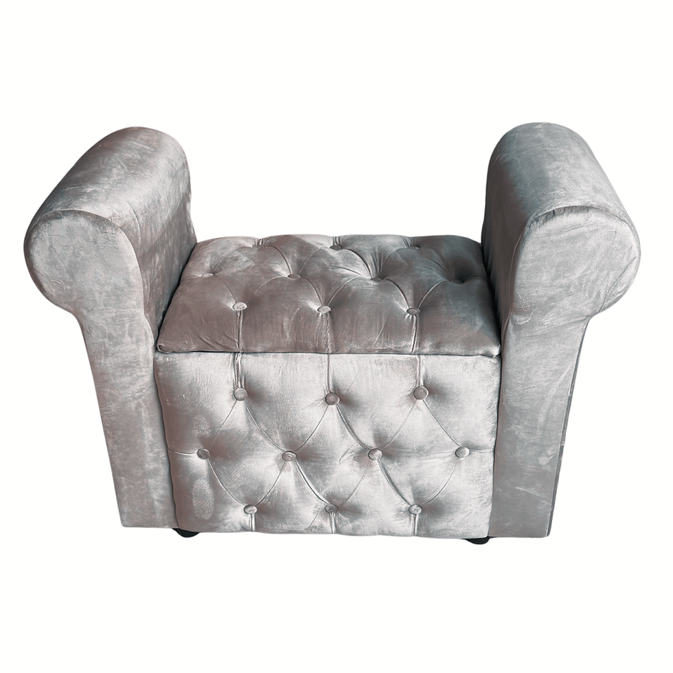 Miniatura: Baul Capitoné con Brazo Botón Beige Felpa 100x40x50x40 Rimar