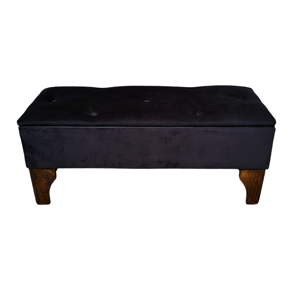 Miniatura: Banqueta Baúl Negro  Felpa 105x45x40x20 Rimar.