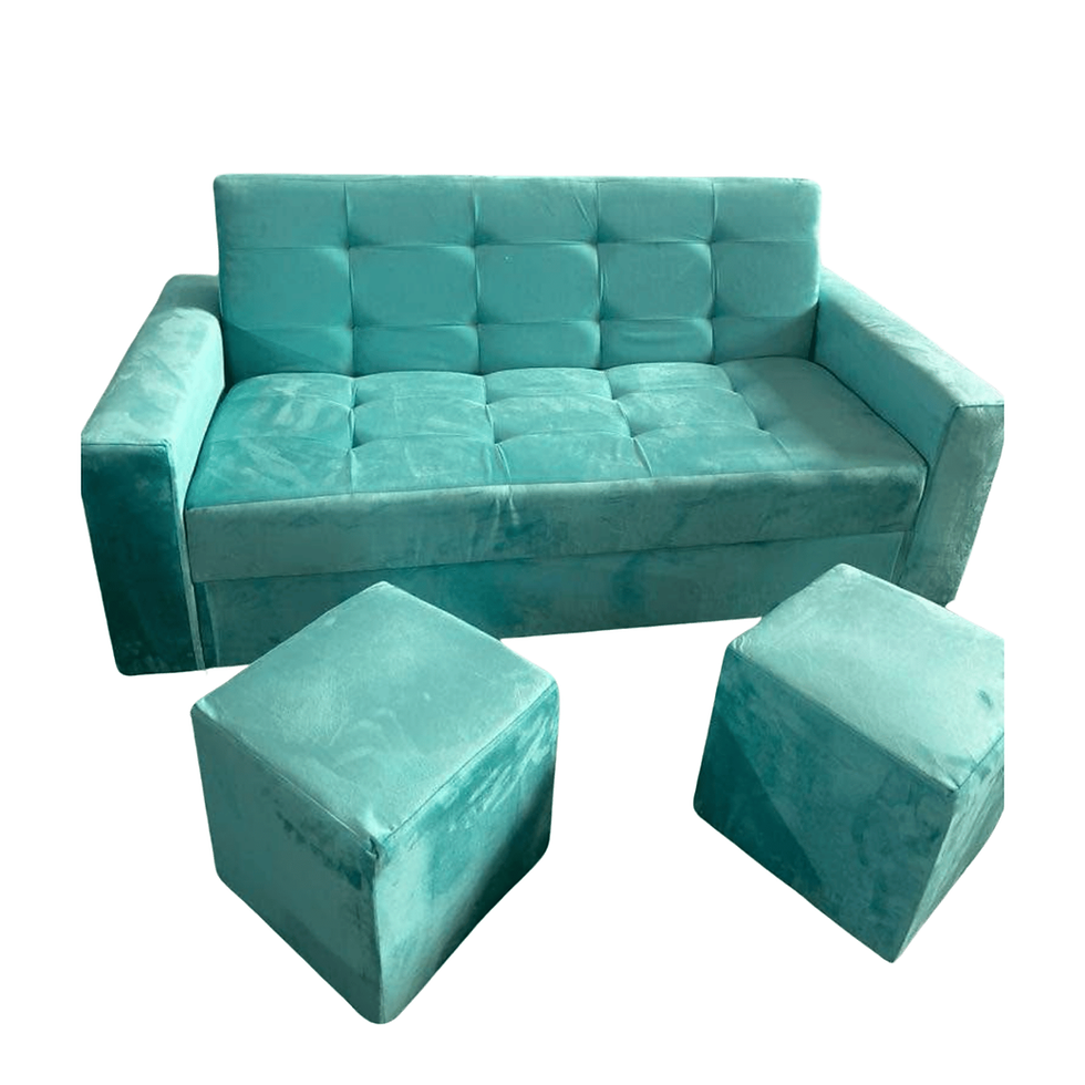 Miniatura: Sofa Futon Cama Baul 3 Cuerpos + 2 pouff